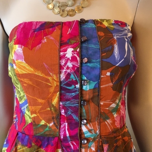 MOULINETTESOEURS anthro watercolor strapless dress. size L. D/A185/M - Picture 4 of 7